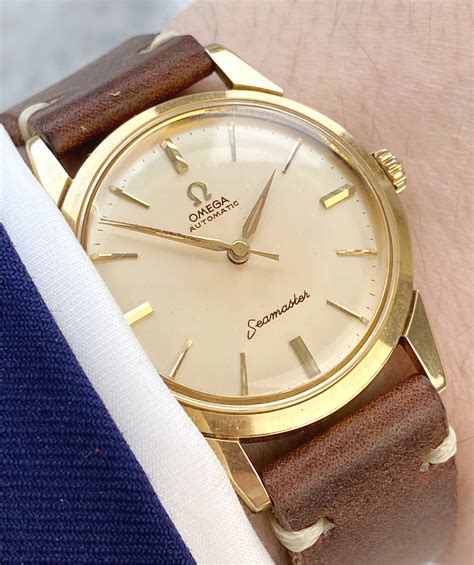 omega seamaster 18k gold vintage|omega seamaster vintage gold automatic.